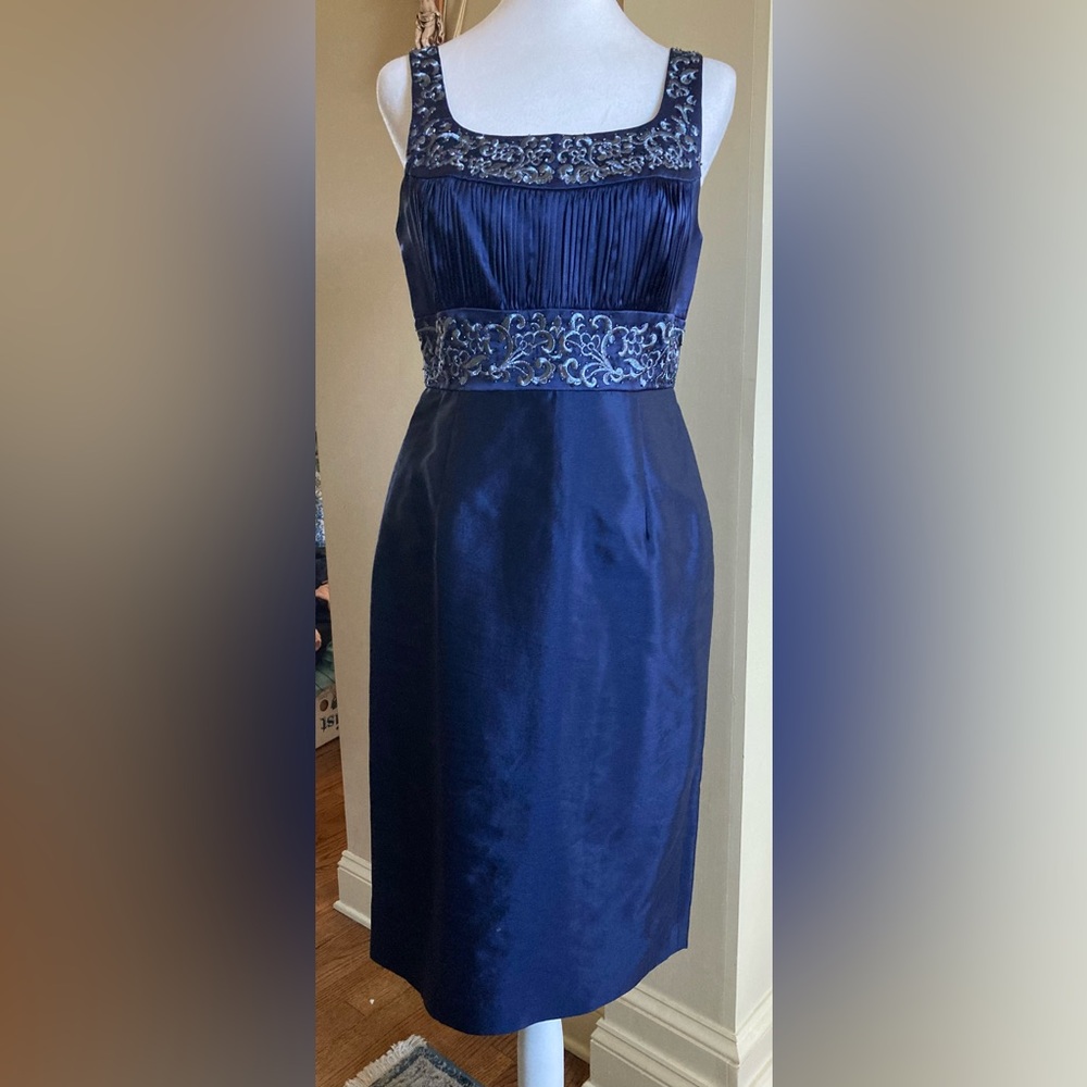 Adrianna Papell Occasions Formal Midi Navy Blue 2 Pc Dress Set Size 6